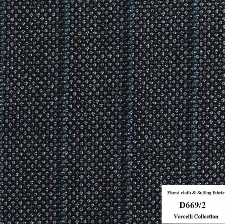 D669/2 Vercelli CXM - Vải Suit 95% Wool - Xanh Dương Sọc
